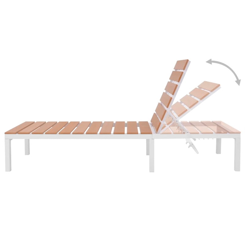 vidaXL Aluminum 2 Pc Sun Lounger and Table in Brown/White