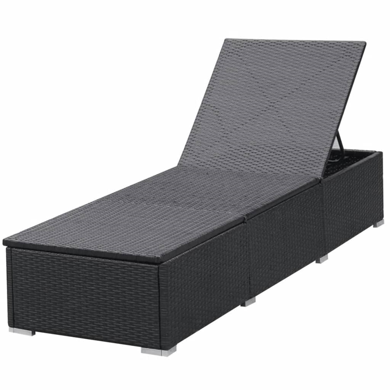 vidaXL PE Rattan Sun Lounger in Black/Cream (Set of 2)