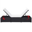 vidaXL PE Rattan Sun Lounger in Black/Cream (Set of 2)