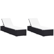 vidaXL PE Rattan Sun Lounger in Black/Cream (Set of 2)