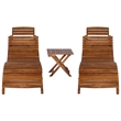 vidaXL Solid Acacia Wood Sun Lounger and Table in Natural/Brown