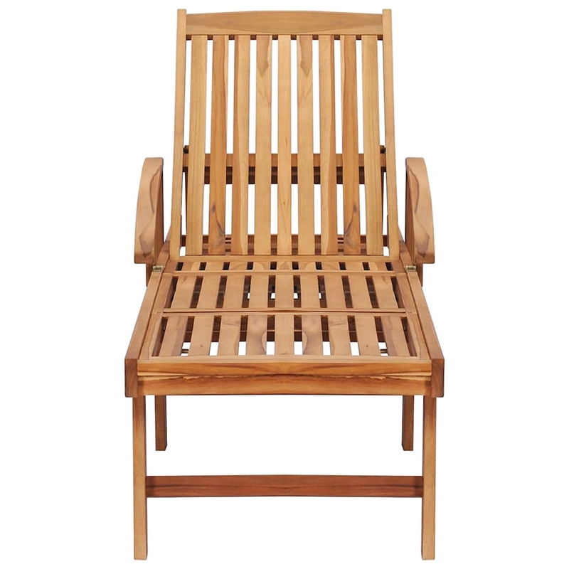 vidaXL Teak Wood 2 Pc Sun Lounger and Table in Brown