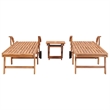 vidaXL Teak Wood 2 Pc Sun Lounger and Table in Brown