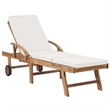 vidaXL Teak Wood Sun Lounger in Cream (Set of 2)