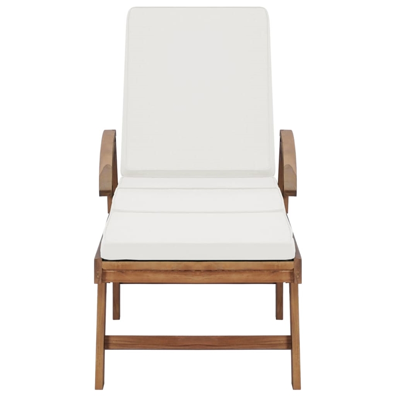 vidaXL Teak Wood Sun Lounger in Cream (Set of 2)
