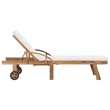 vidaXL Teak Wood Sun Lounger in Cream (Set of 2)