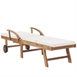 vidaXL Teak Wood Sun Lounger in Cream (Set of 2)