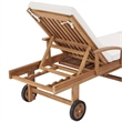 vidaXL Teak Wood Sun Lounger in Cream (Set of 2)