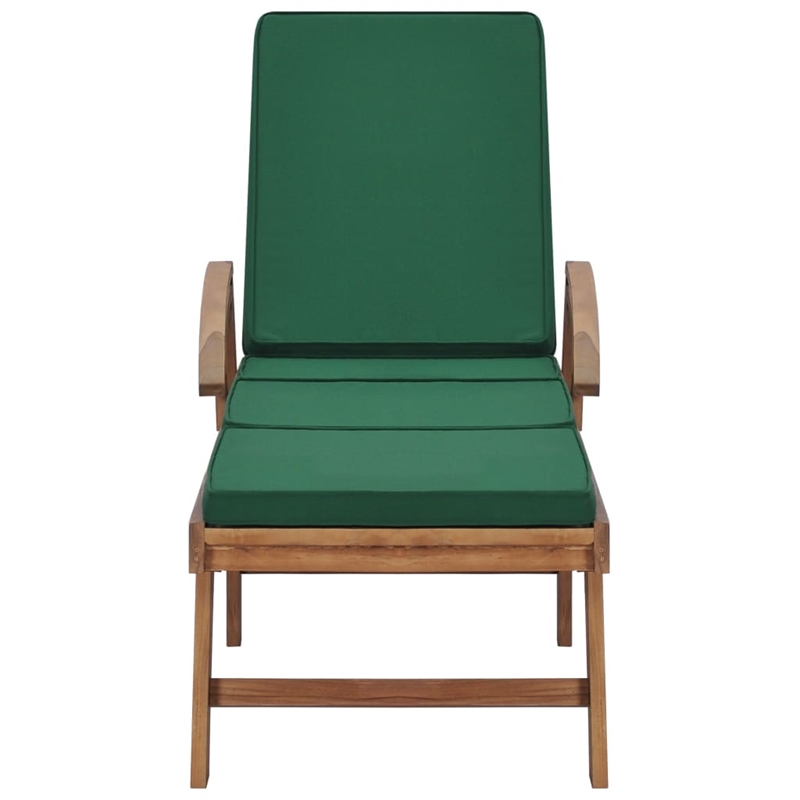 vidaXL Teak Wood Sun Lounger in Green (Set of 2)