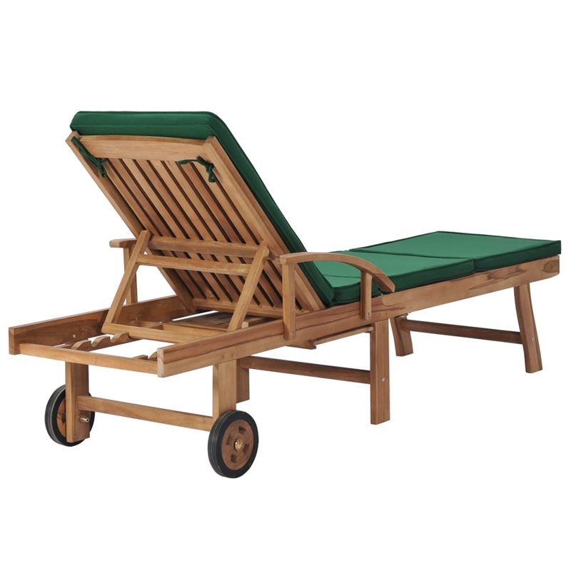 vidaXL Teak Wood Sun Lounger in Green (Set of 2)