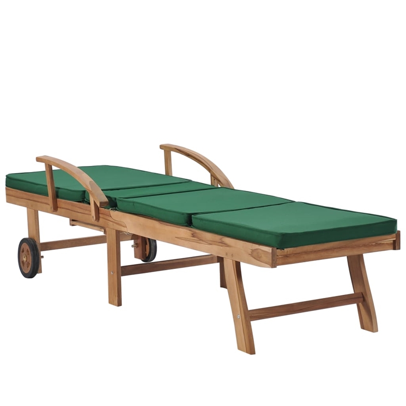 vidaXL Teak Wood Sun Lounger in Green (Set of 2)