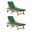 vidaXL Teak Wood Sun Lounger in Green (Set of 2)