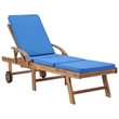 vidaXL Teak Wood 2 Pc Sun Lounger and Table in Blue