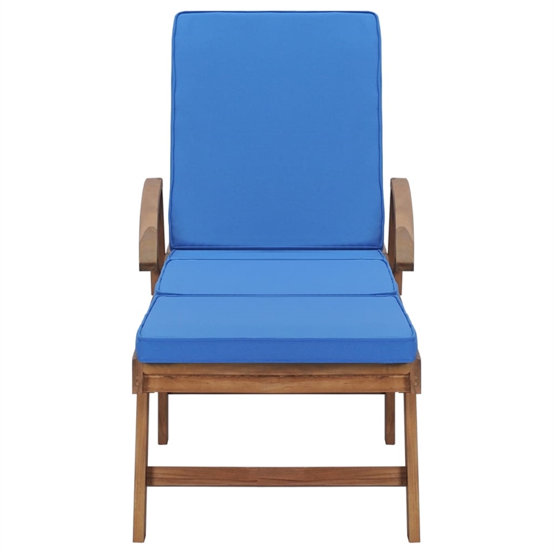 vidaXL Teak Wood 2 Pc Sun Lounger and Table in Blue