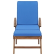 vidaXL Teak Wood 2 Pc Sun Lounger and Table in Blue
