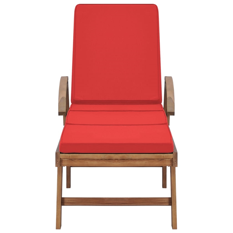 vidaXL Teak Wood Sun Lounger in Red (Set of 2)
