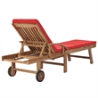 vidaXL Teak Wood Sun Lounger in Red (Set of 2)
