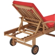 vidaXL Teak Wood Sun Lounger in Red (Set of 2)
