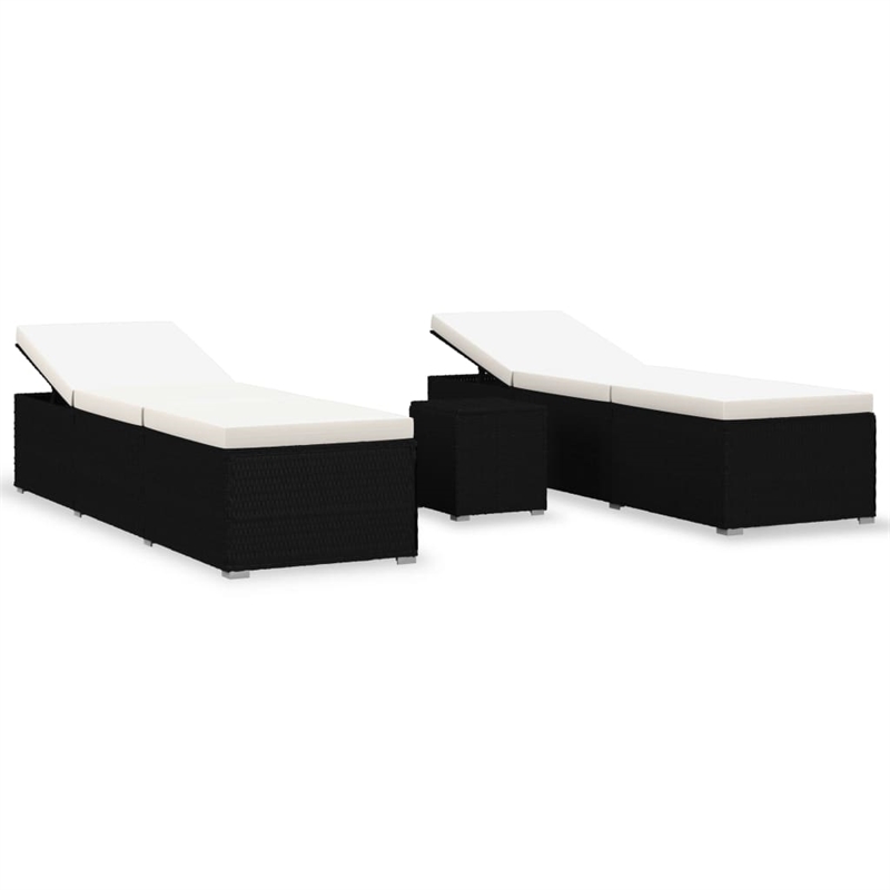 vidaXL Sun Lounger in Black/Cream White