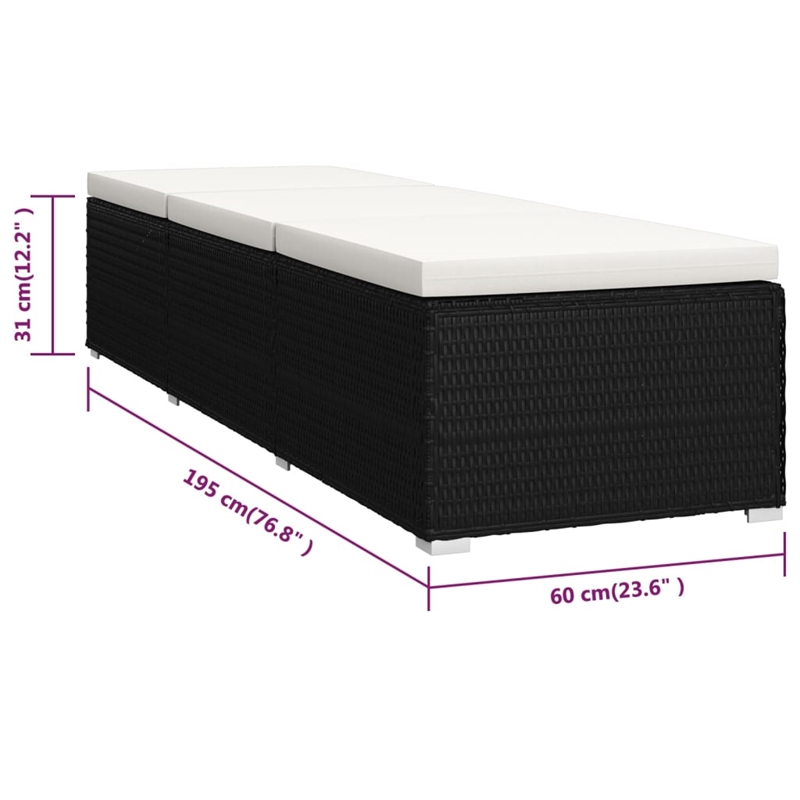vidaXL Sun Lounger in Black/Cream White