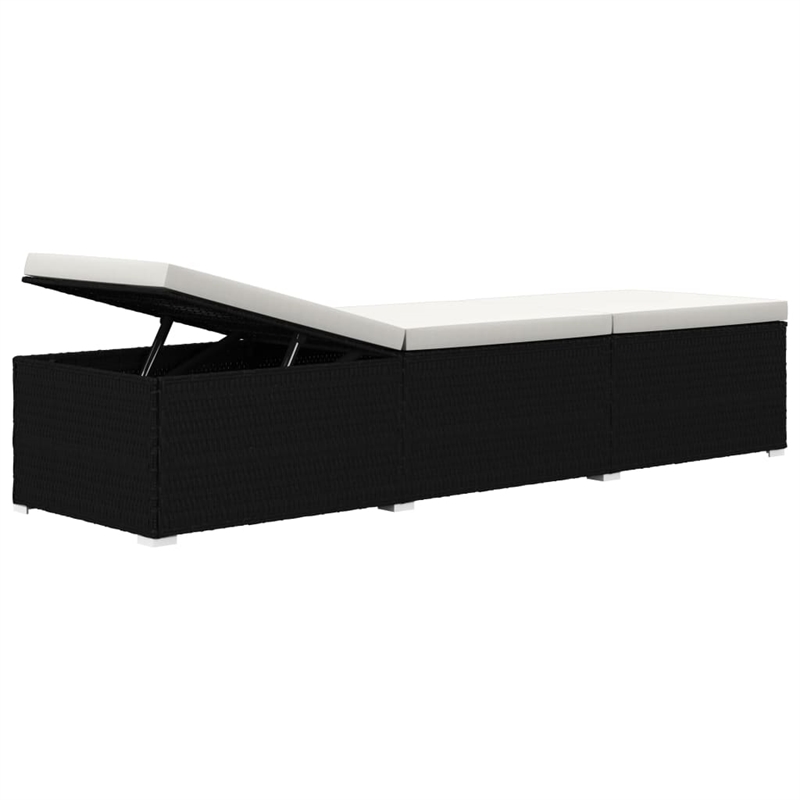 vidaXL Sun Lounger in Black/Cream White