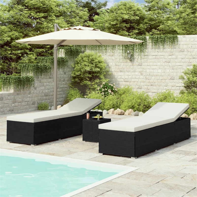 vidaXL Sun Lounger in Black/Cream White