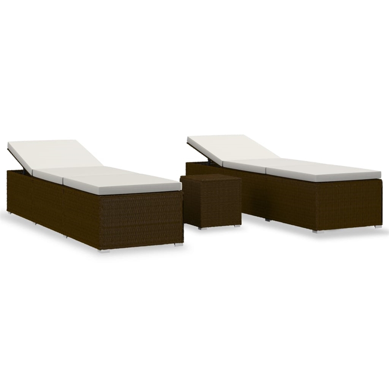 vidaXL Standard Foldable PE Rattan Sun Lounger in Brown