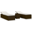 vidaXL Standard Foldable PE Rattan Sun Lounger in Brown