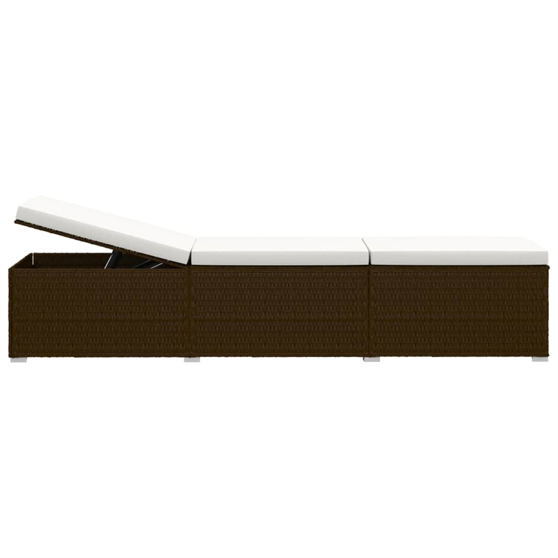vidaXL Standard Foldable PE Rattan Sun Lounger in Brown