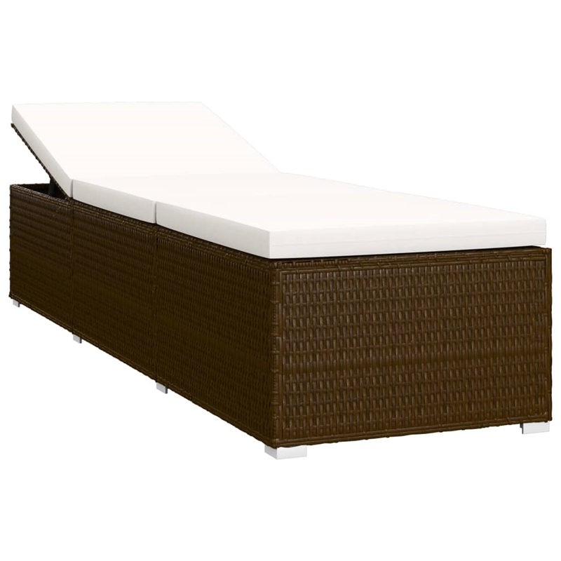 vidaXL Standard Foldable PE Rattan Sun Lounger in Brown