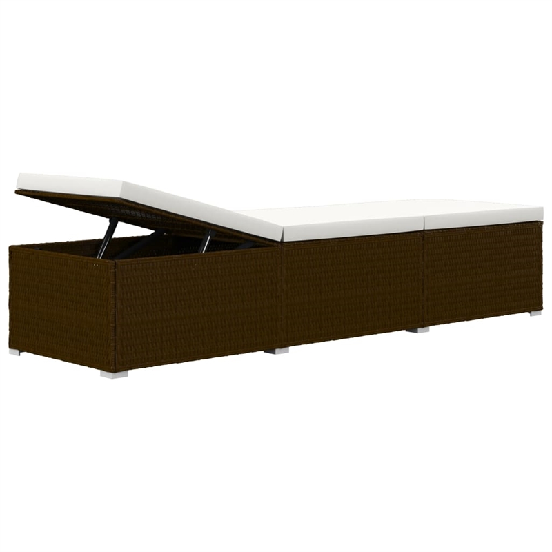 vidaXL Standard Foldable PE Rattan Sun Lounger in Brown