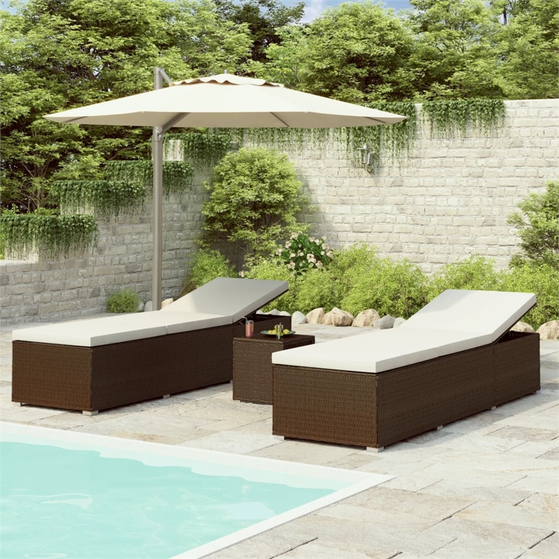 vidaXL Standard Foldable PE Rattan Sun Lounger in Brown