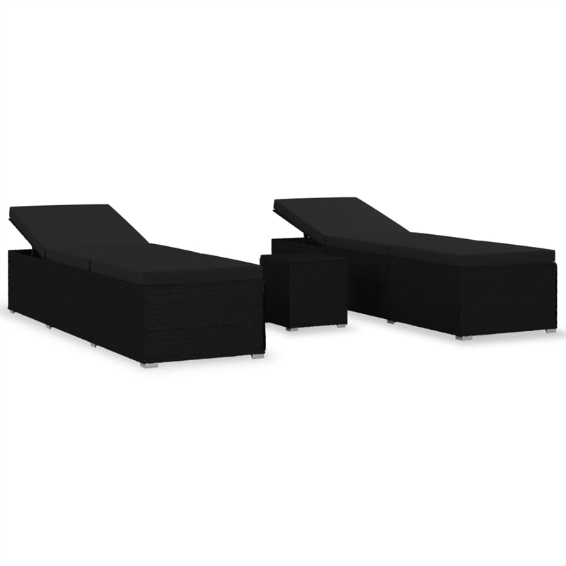 vidaXL PE Rattan Large Sun Lounger in Black
