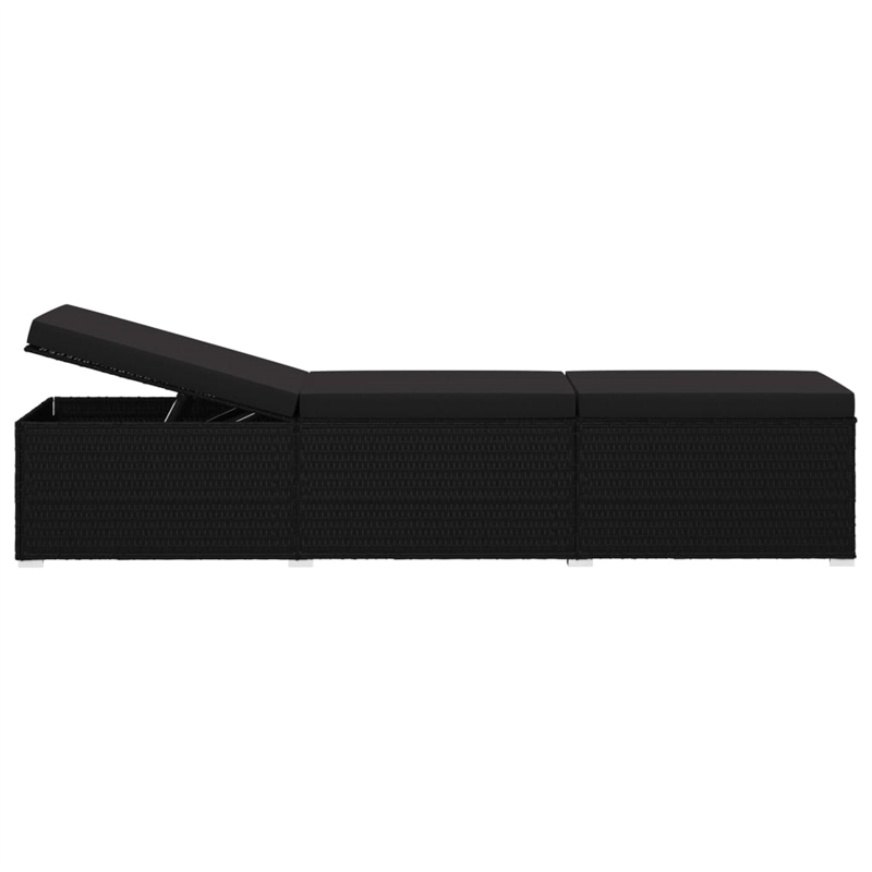 vidaXL PE Rattan Large Sun Lounger in Black