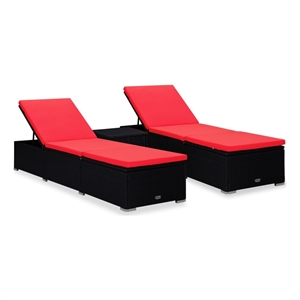 vidaXL 76.8&quot Long PE Rattan Sun Lounger in Black