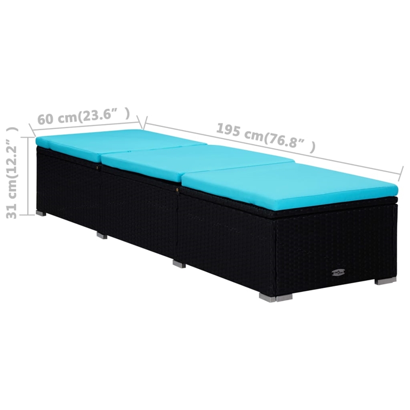 vidaXL PE Rattan Sun Lounger Set in Black