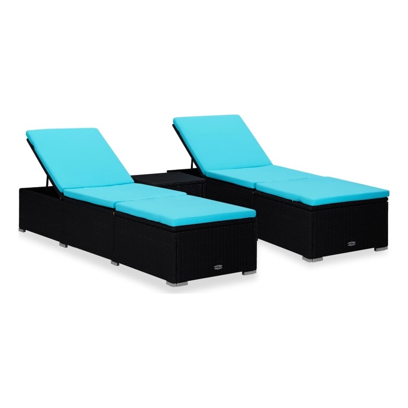 vidaXL PE Rattan Sun Lounger Set in Black
