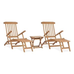 vidaXL Teak Wood Foldable Deck Chair in Brown