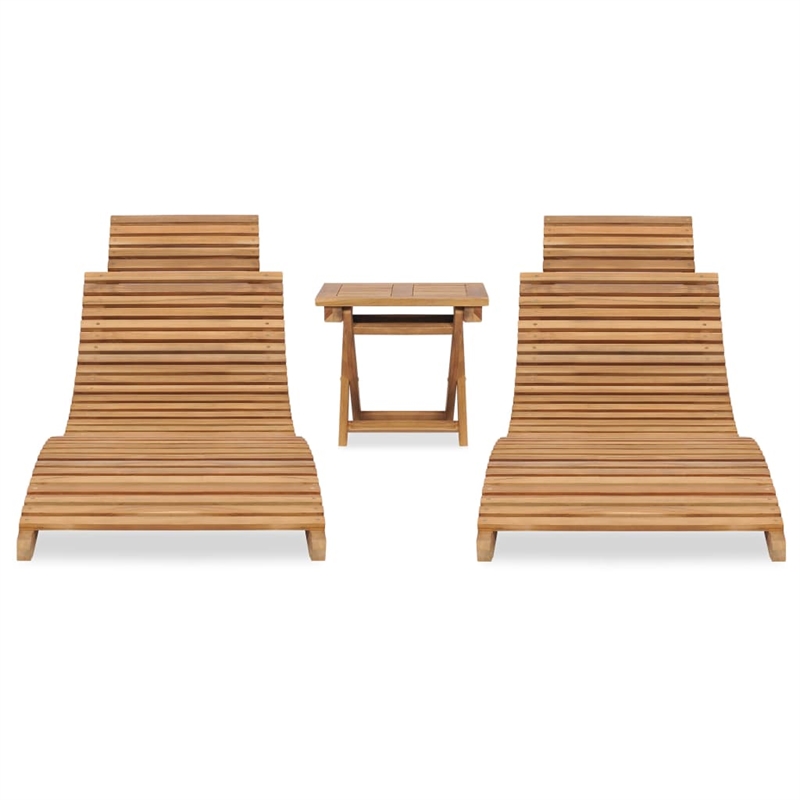 vidaXL Teak Wood Garden Lounger Set in Brown