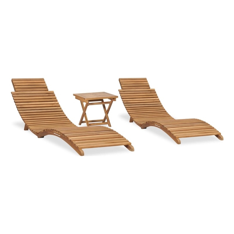 vidaXL Teak Wood Garden Lounger Set in Brown