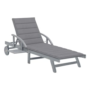vidaXL Solid Acacia Wood Sun Lounger in Gray