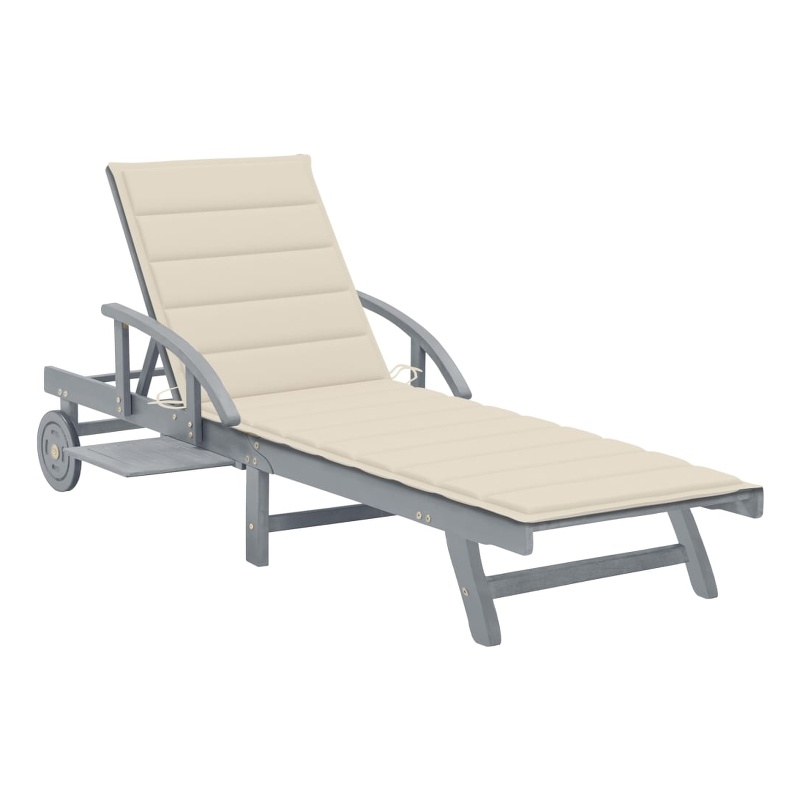 vidaXL Solid Acacia Wood Sun Lounger in Gray