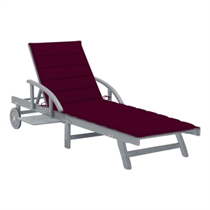 vidaXL Solid Acacia Wood Sun Lounger with Adjustabl Armrest in Gray