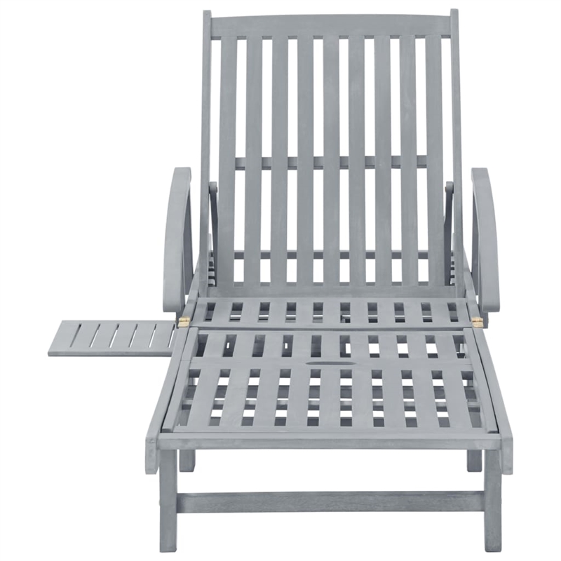 vidaXL Solid Acacia Wood Sun Lounger in Gray
