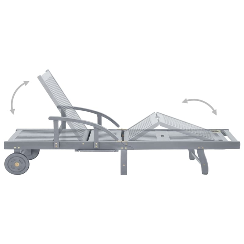 vidaXL Solid Acacia Wood Sun Lounger in Gray