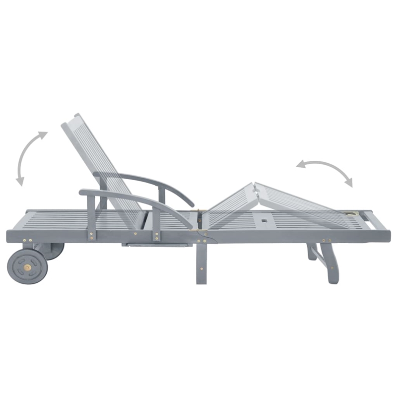 vidaXL Solid Acacia Wood Sun Lounger in Gray