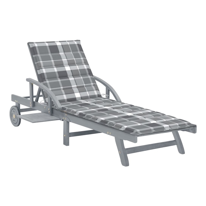 vidaXL Solid Acacia Wood Sun Lounger in Gray