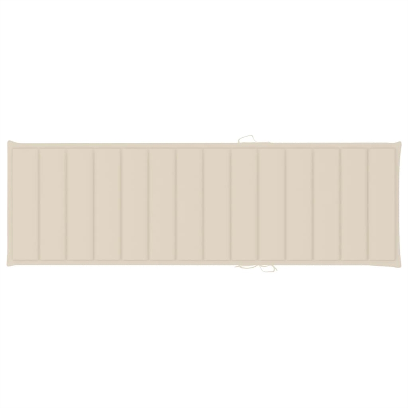 vidaXL Solid Acacia Wood Sun Lounger in Brown/Cream Cushions