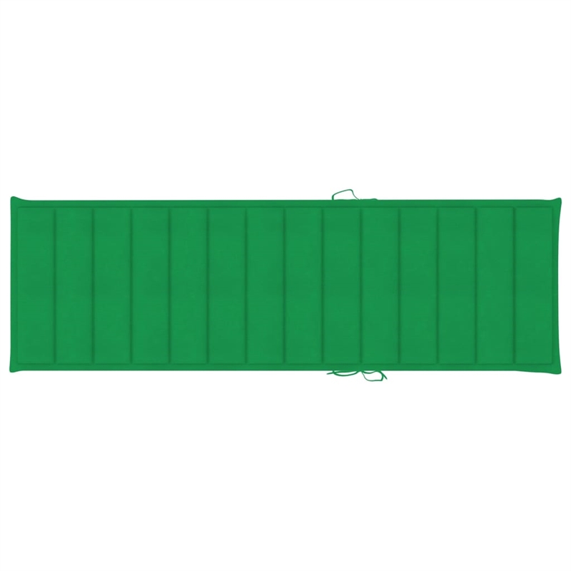 vidaXL Solid Acacia Wood Sun Lounger in Green Cushions