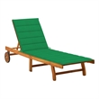 vidaXL Solid Acacia Wood Sun Lounger in Green Cushions